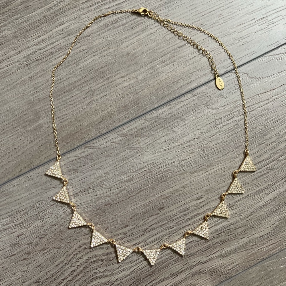 Aldo Triangle Necklace Gold & Rhinestone